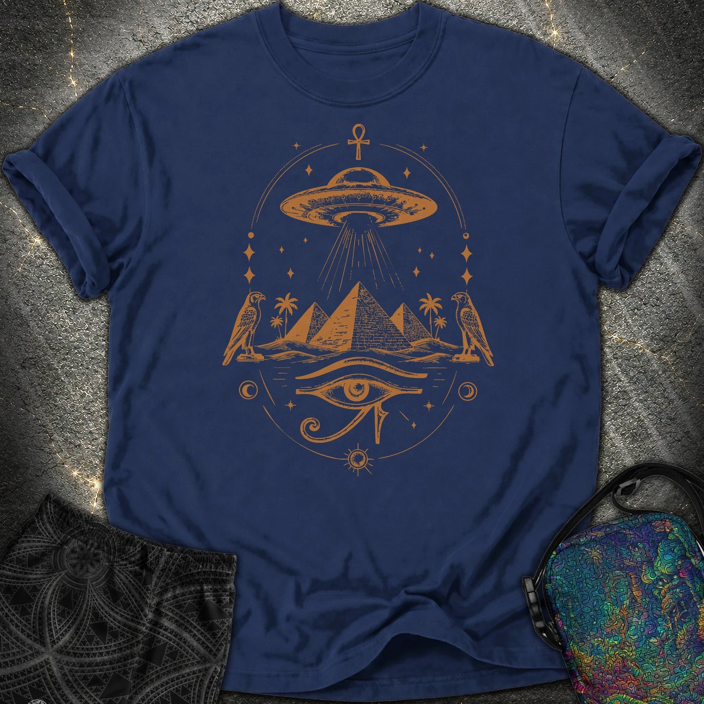 Starship Above the Sacred Pyramids - Starship Above the Sacred Pyramids Comfort T-Shirt - True Navy