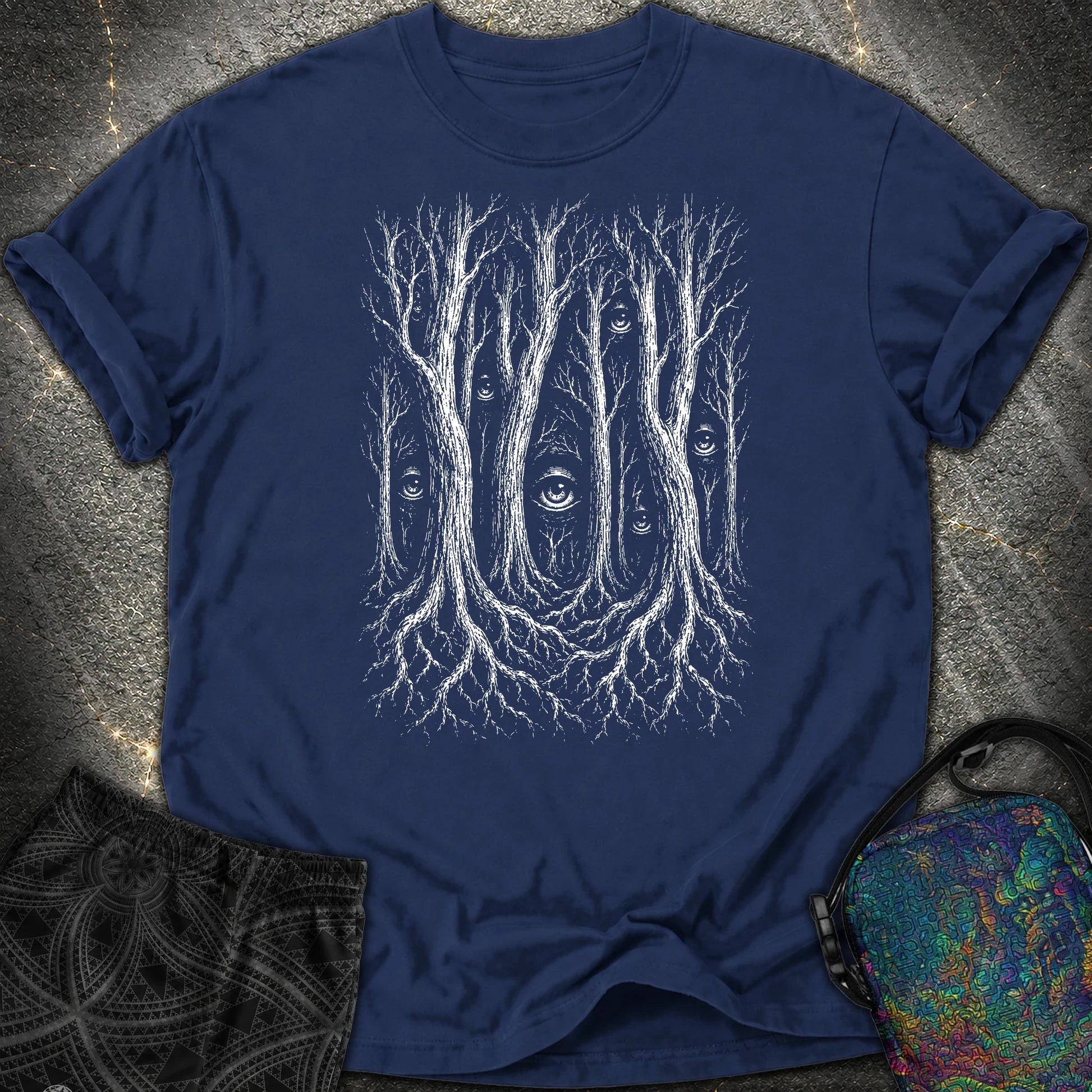 Forest Consciousness Watching Comfort T-Shirt - Forest Consciousness Watching Comfort T-Shirt - True Navy
