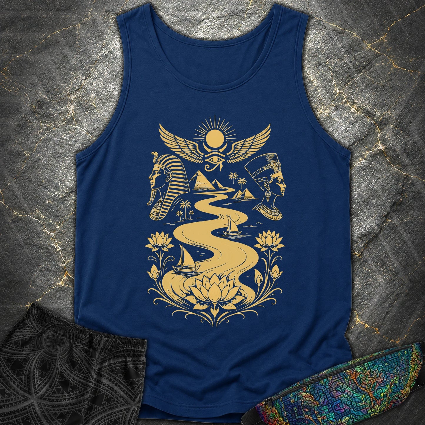 Golden Nile Between Two Crowns - Golden Nile Between Two Crowns Comfort Tank Top - True Navy