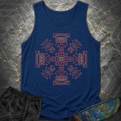 Shamanic Faces Geometric Comfort Tank Top - Shamanic Faces Geometric Comfort Tank Top - True Navy