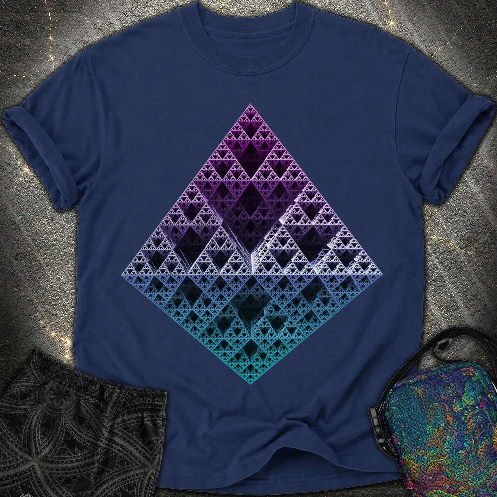 Sierpinski 3D Fractal T-Shirt - Sierpinski 3D Fractal Comfort T-Shirt - True Navy
