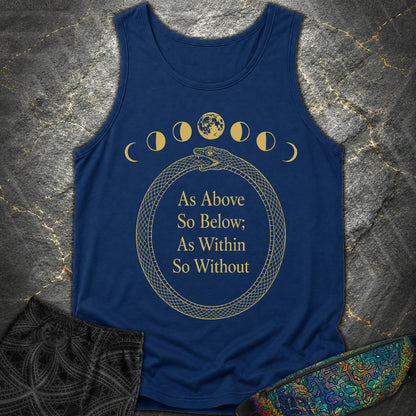 As Above So Below Gold Ouroboros - As Above So Below Gold Ouroboros Comfort Tank Top - True Navy