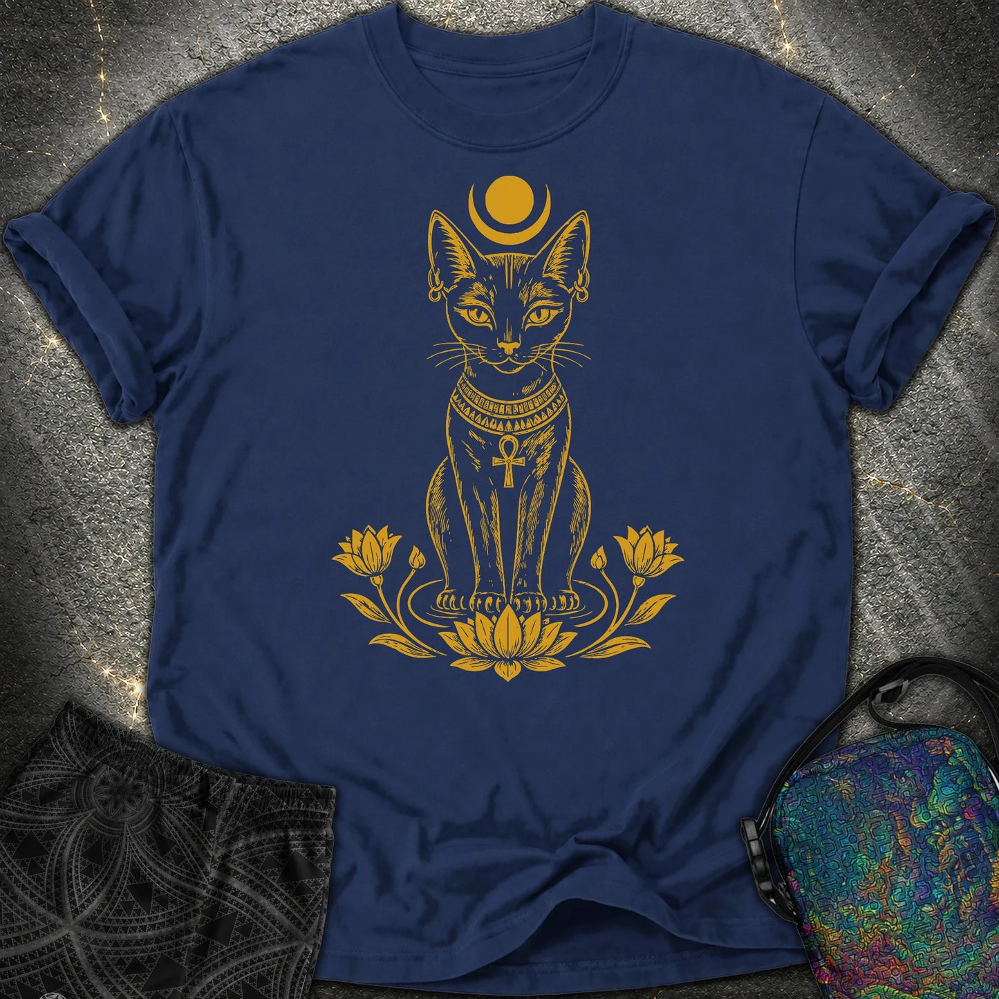 Sacred Cat of the Moon - Sacred Cat of the Moon Comfort T-Shirt - True Navy