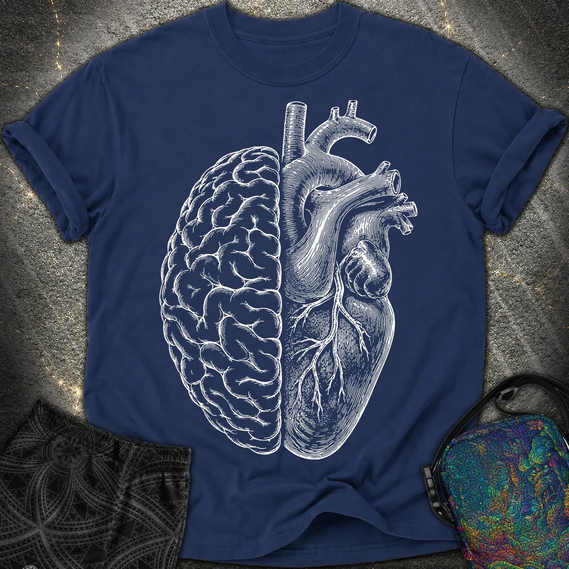 Heart Brain - Heart Brain Comfort T-Shirt - True Navy