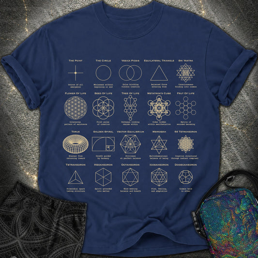 Sacred Geometry Figures Comfort T-Shirt - Sacred Geometry Figures Comfort T-Shirt - True Navy