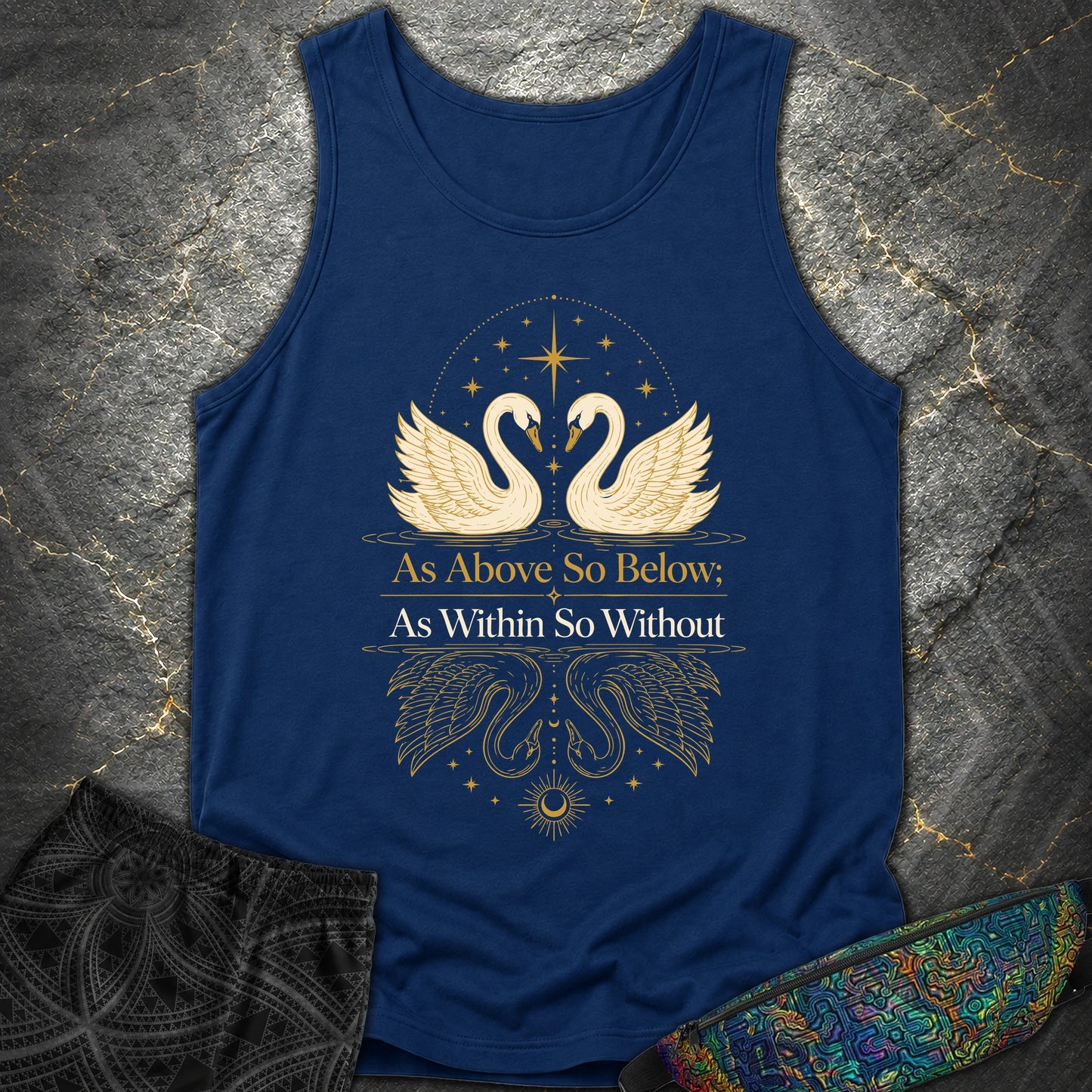 As Above So Below Swans - As Above So Below Swans Comfort Tank Top - True Navy