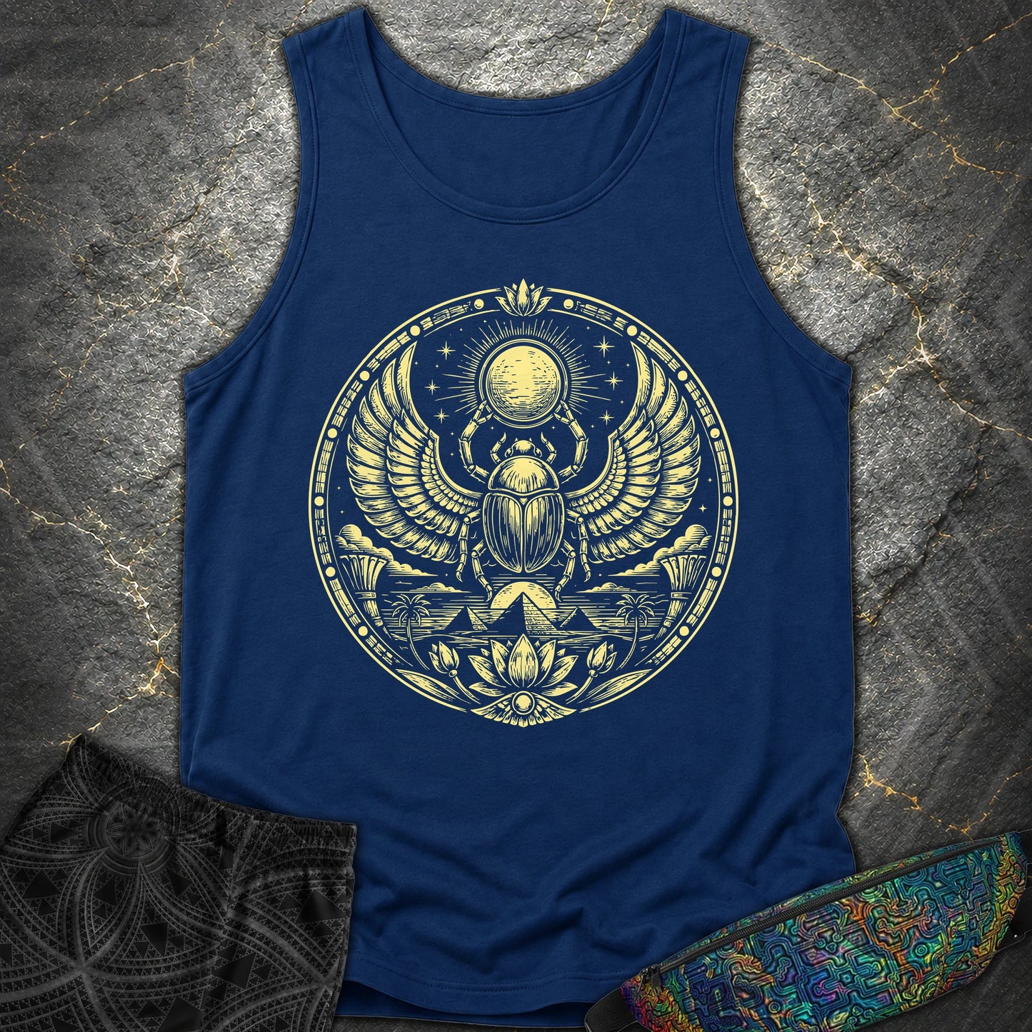 Winged Scarab of the Sun - Winged Scarab of the Sun Comfort Tank Top - True Navy