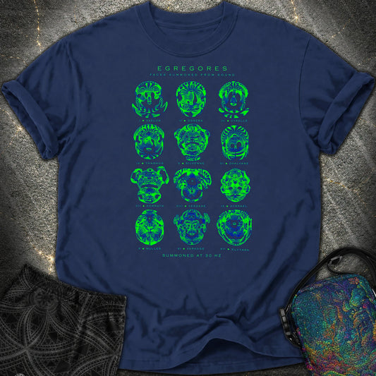 Egregores Cymatic Faces Comfort T-Shirt - Egregores Cymatic Faces Comfort T-Shirt - True Navy