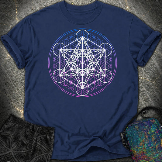 White Metatron Gradient Flower Comfort T-Shirt - White Metatron Gradient Flower Comfort T-Shirt - True Navy