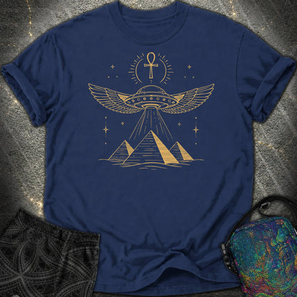 Winged Starship Over the Pyramids - Winged Starship Over the Pyramids Comfort T-Shirt - True Navy