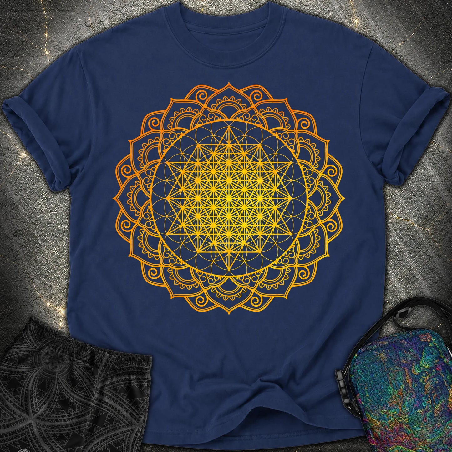 Tetrahedron Mandala T-Shirt - Tetrahedron Mandala Comfort T-Shirt - True Navy