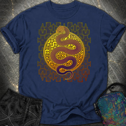Shipibo Cosmic Snake Comfort T-Shirt - Shipibo Cosmic Snake Comfort T-Shirt - True Navy