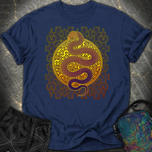 Shipibo Cosmic Snake Comfort T-Shirt - Shipibo Cosmic Snake Comfort T-Shirt - True Navy