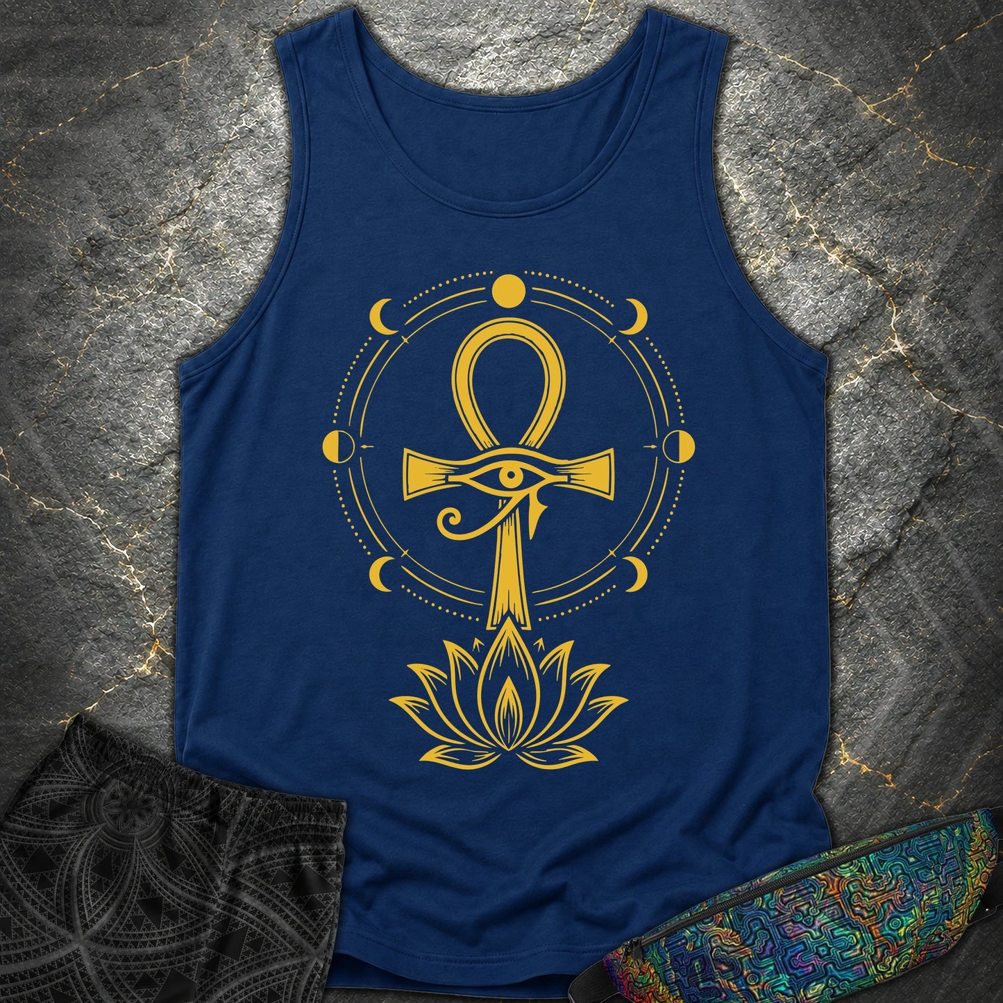 Eye of Life Above Lotus - Eye of Life Above Lotus Comfort Tank Top - True Navy