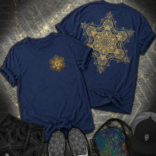 Metatron Fractal Star 2 Sided Comfort T-shirt - Metatron Fractal Star 2 Sided Comfort T-shirt - True Navy