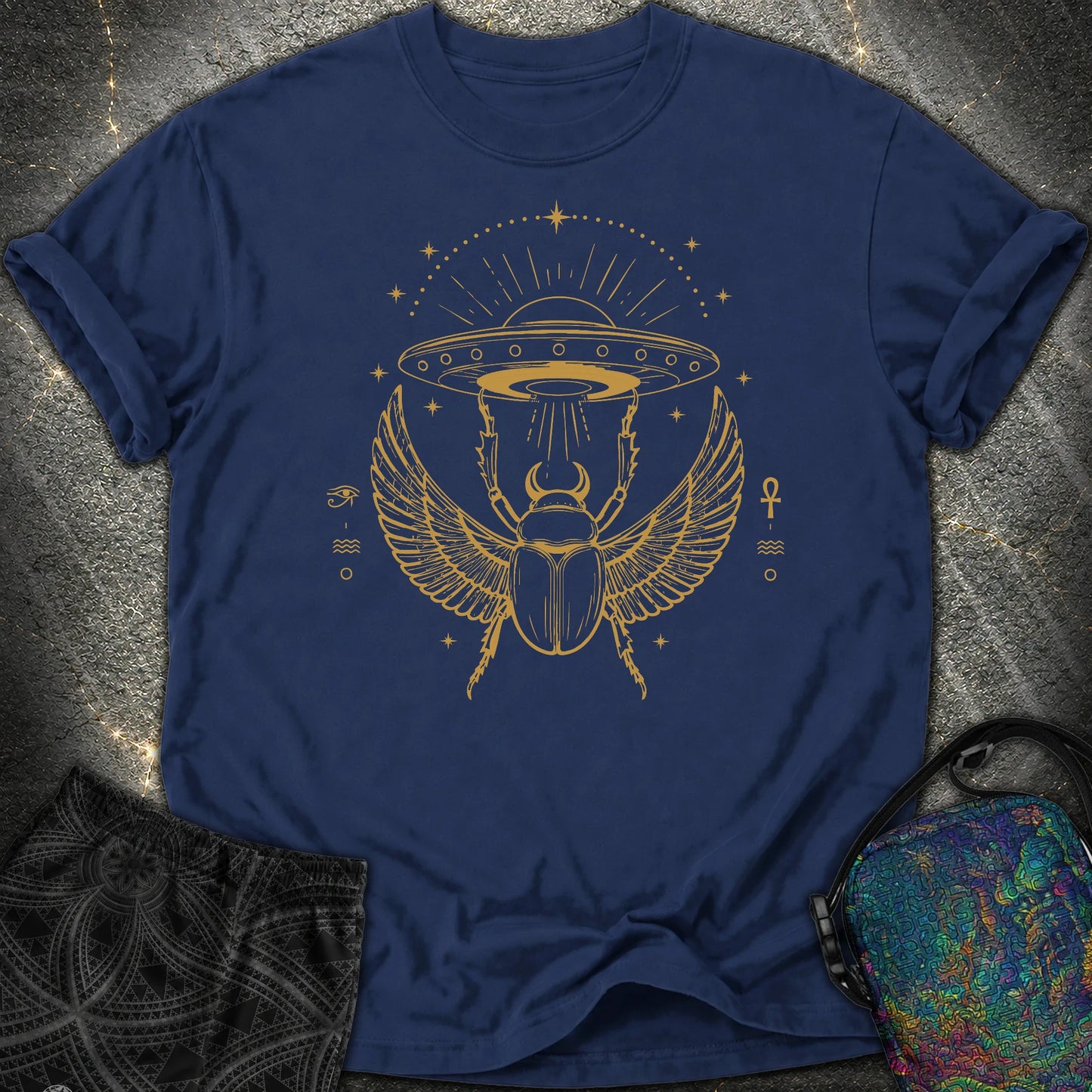 Celestial Scarab Beneath the Starship - Celestial Scarab Beneath the Starship Comfort T-Shirt - True Navy