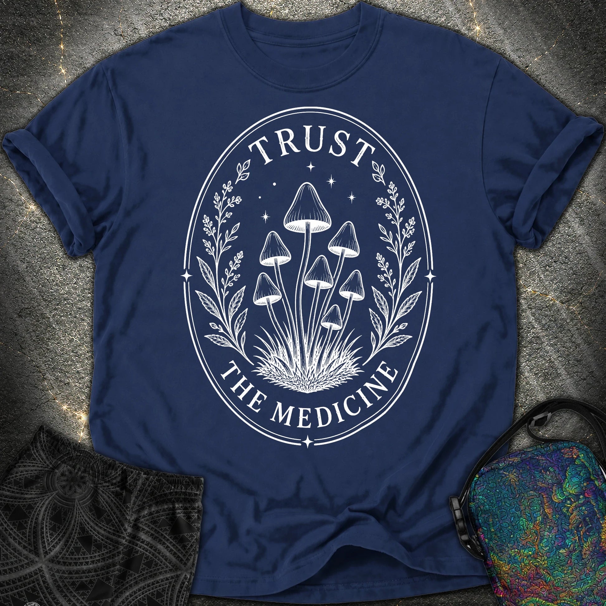 Trust The Medicine Mushroom Comfort T-Shirt - Trust The Medicine Mushroom Comfort T-Shirt - True Navy
