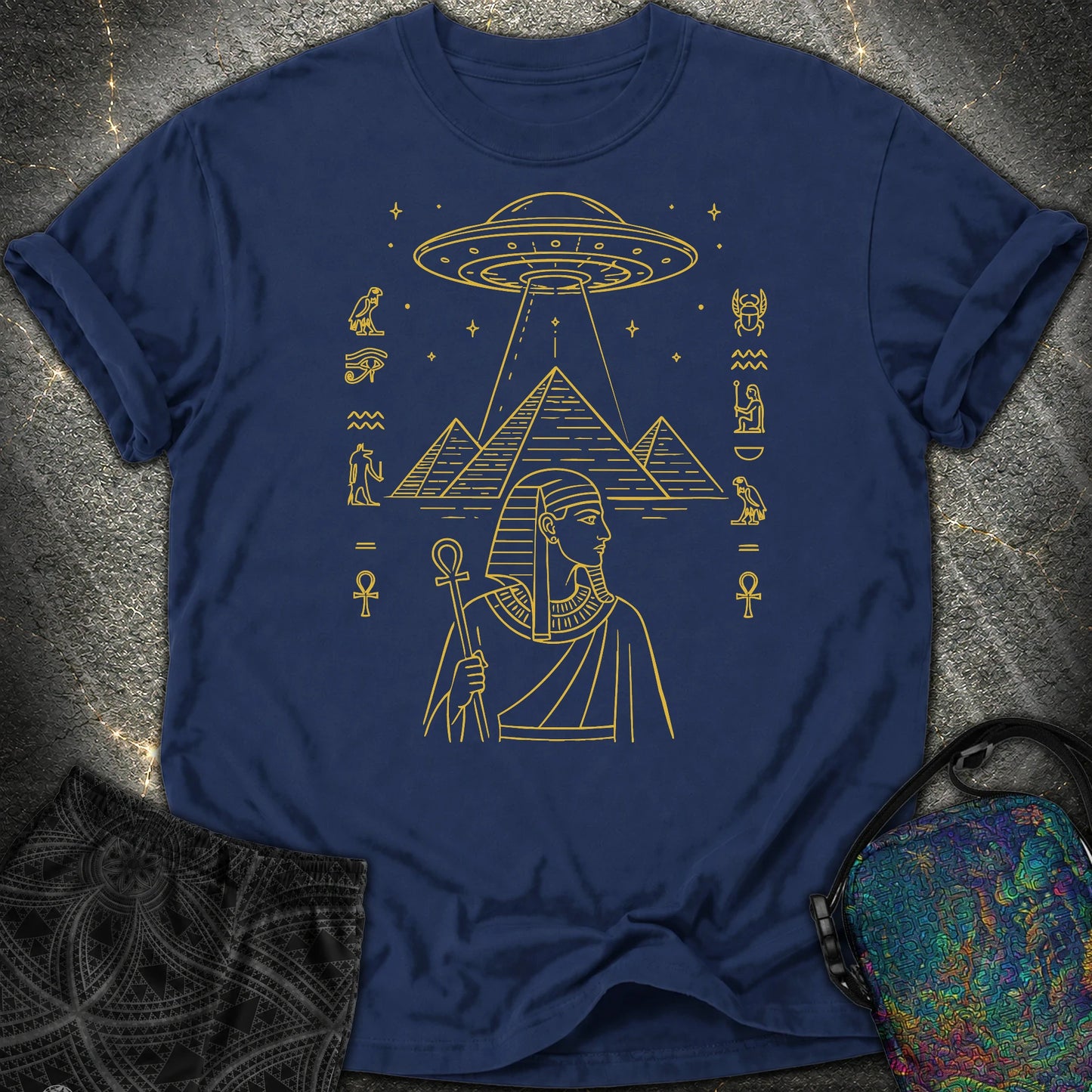 Pyramid Signal Over the Pharaoh - Pyramid Signal Over the Pharaoh Comfort T-Shirt - True Navy