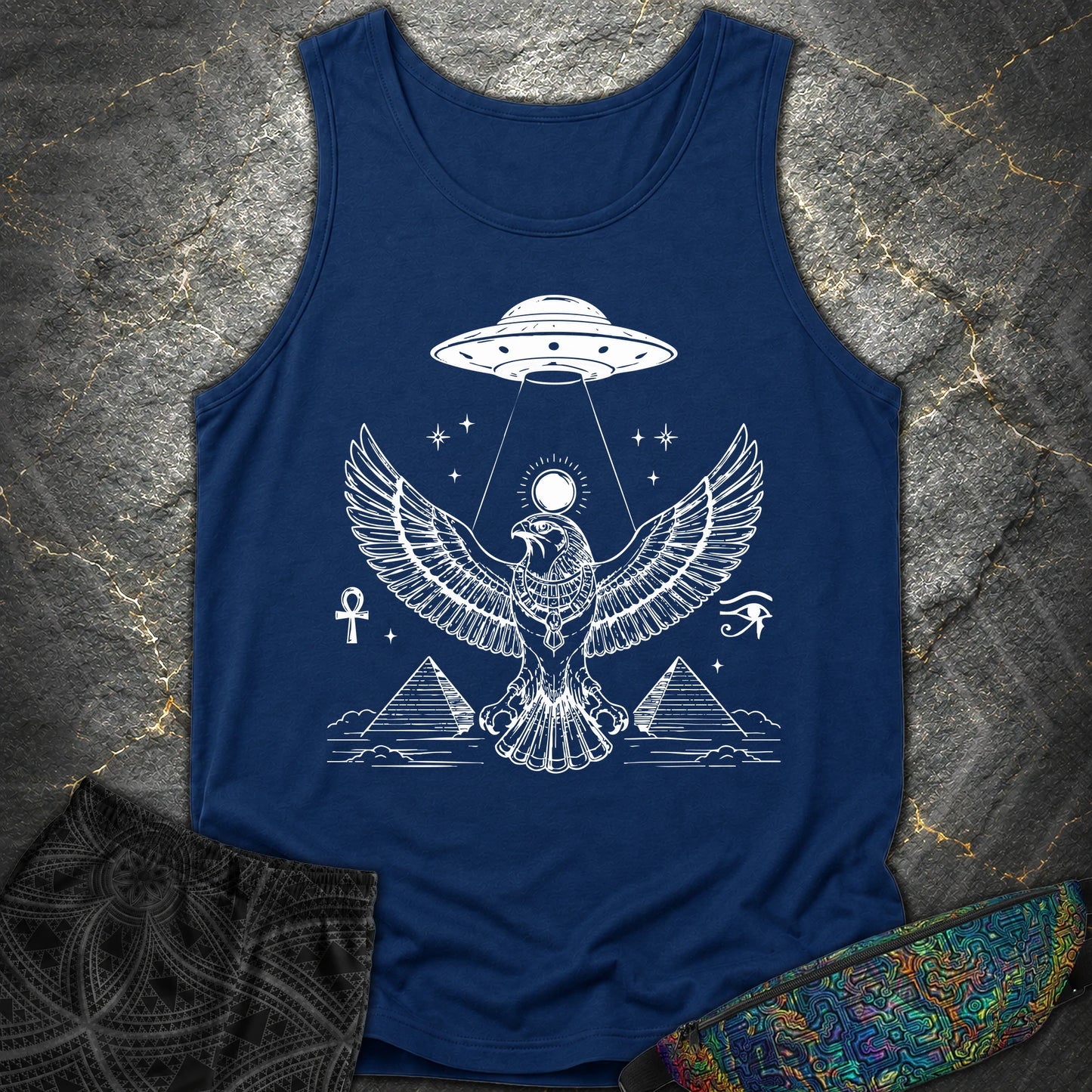 Solar Falcon Beneath the Starship - Solar Falcon Beneath the Starship Comfort Tank Top - True Navy