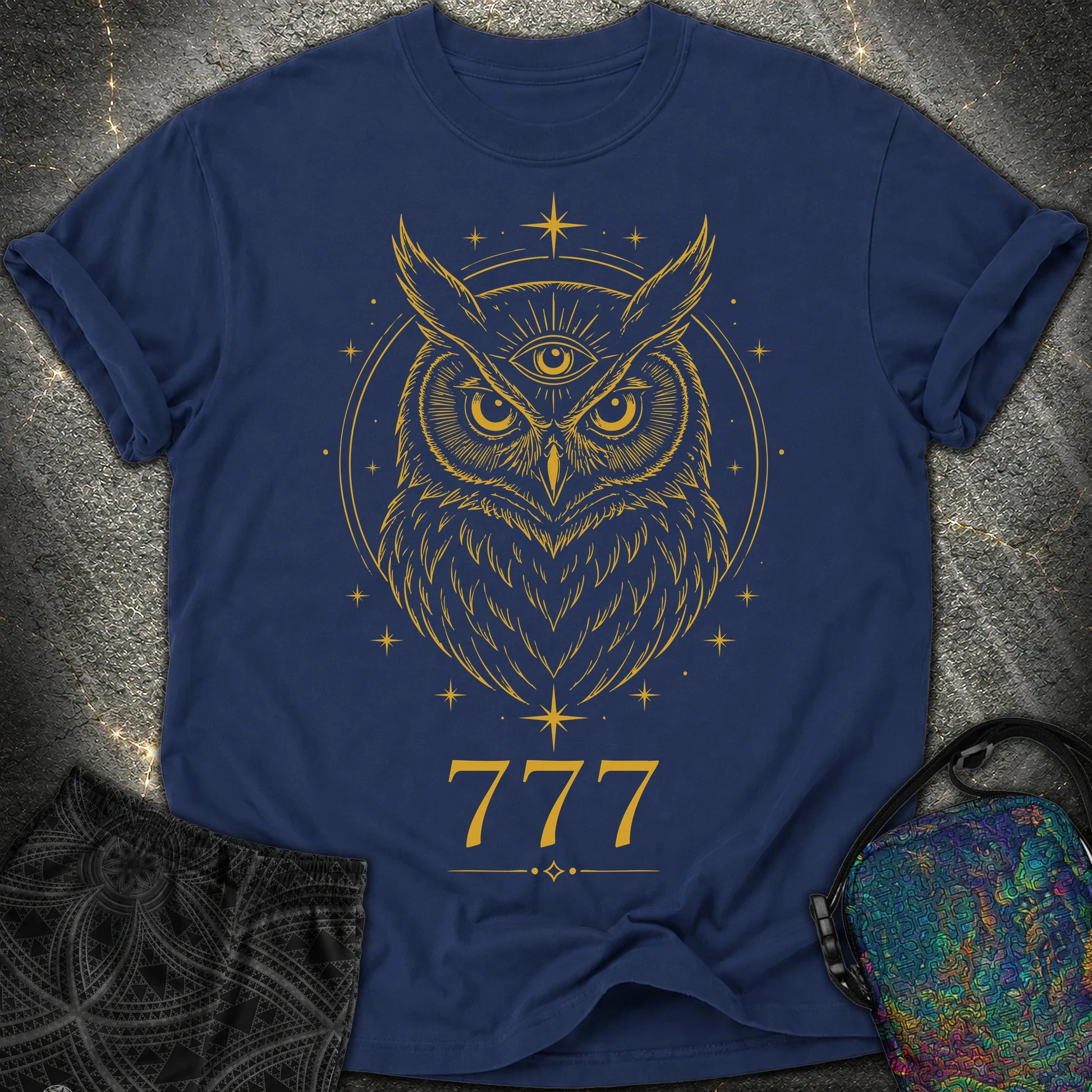 777 Mystic Owl Comfort T-Shirt - 777 Mystic Owl Comfort T-Shirt - True Navy
