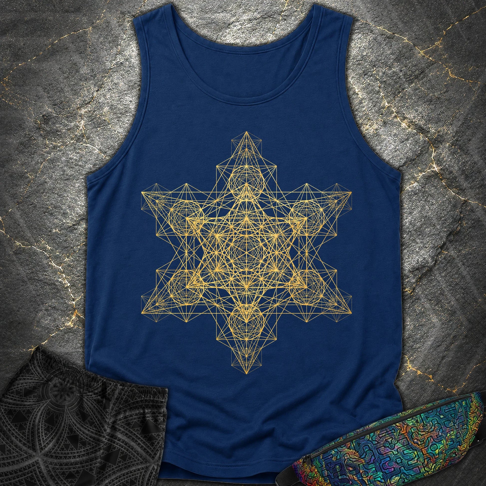 Metatron Fractal Star Tank Top - Metatron Fractal Star Tank Top - True Navy