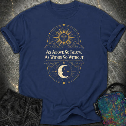 As Above So Below Sun Moon Colored - As Above So Below Sun Moon Colored Comfort T-Shirt - True Navy