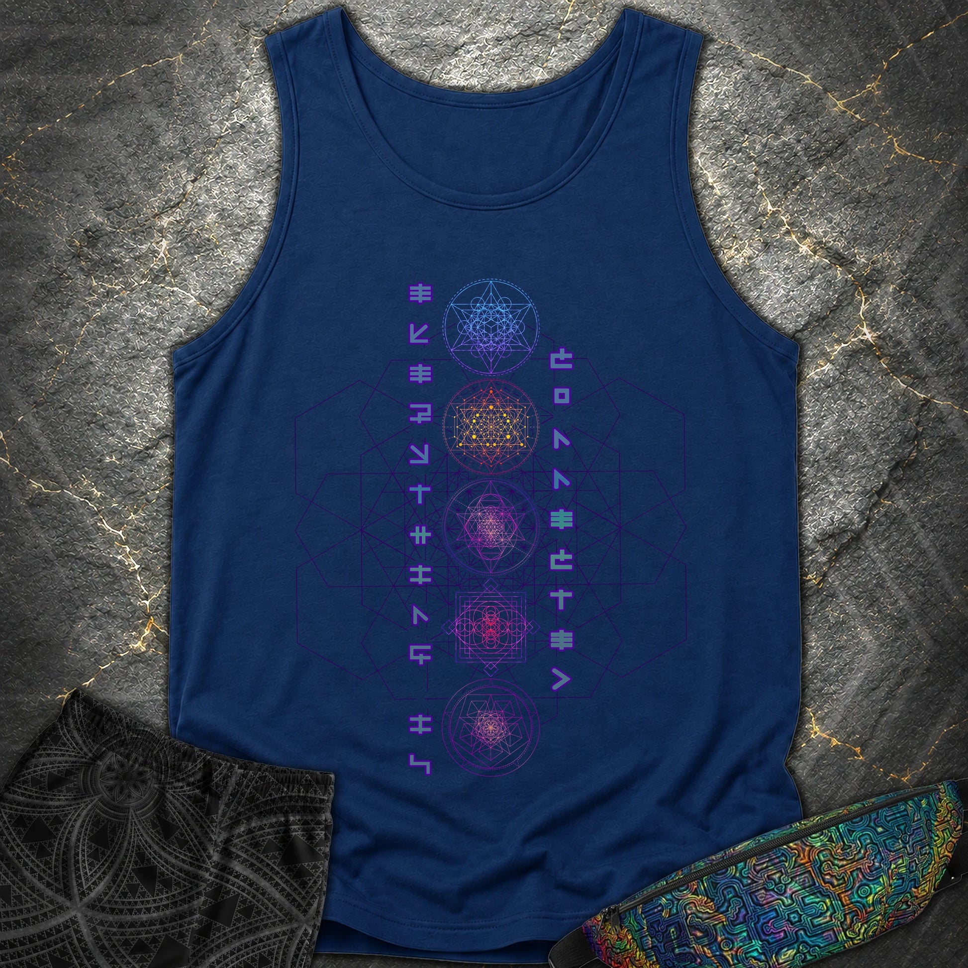 Everything Is Connected Sacred Geometry T-Shirt - Everything Is Connected Sacred Geometry Comfort Tank Top - True Navy