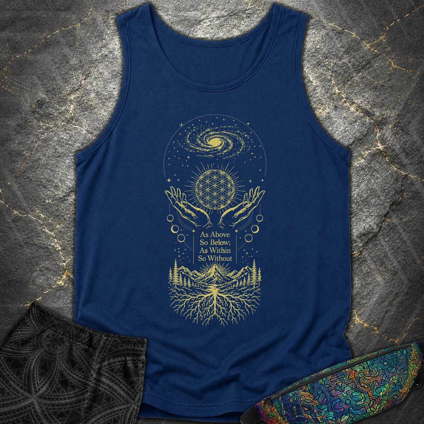 As Above So Below Flower Of Life - As Above So Below Flower Of Life Comfort Tank Top - True Navy