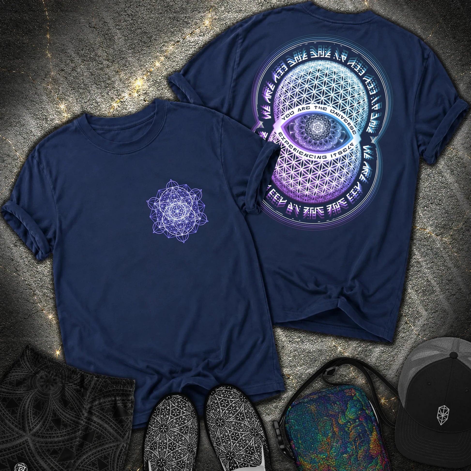 Alan Watts Universe 2 Sided T-Shirt - Alan Watts Universe 2 Sided Comfort T-Shirt - True Navy