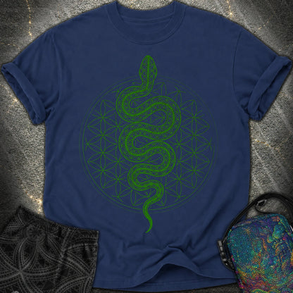 Flower of Life Serpent Comfort T-Shirt - Flower of Life Serpent Comfort T-Shirt - True Navy