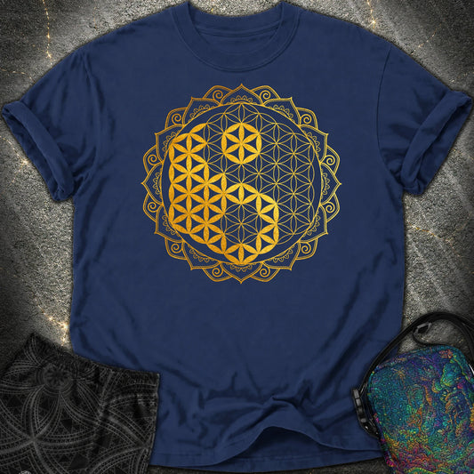 Yin Yang Gold Mandala Comfort T-Shirt - Yin Yang Gold Mandala Comfort T-Shirt - True Navy