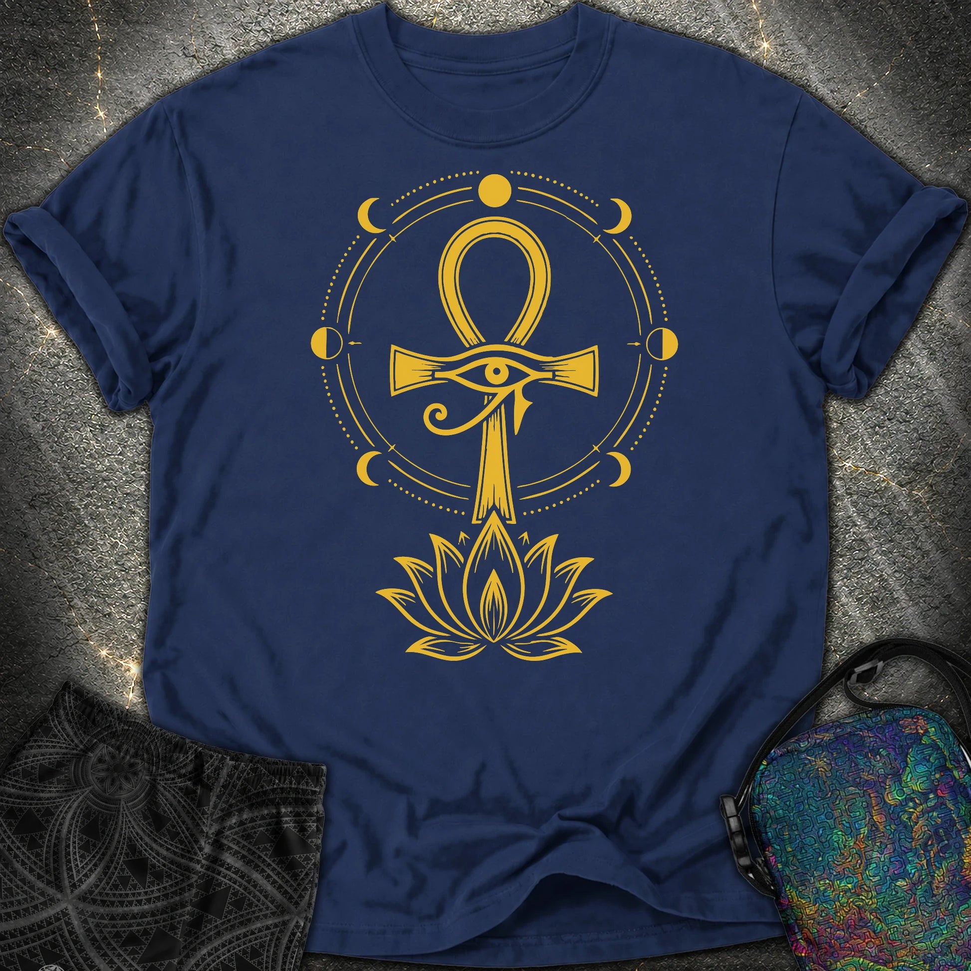 Eye of Life Above Lotus - Eye of Life Above Lotus Comfort T-Shirt - True Navy