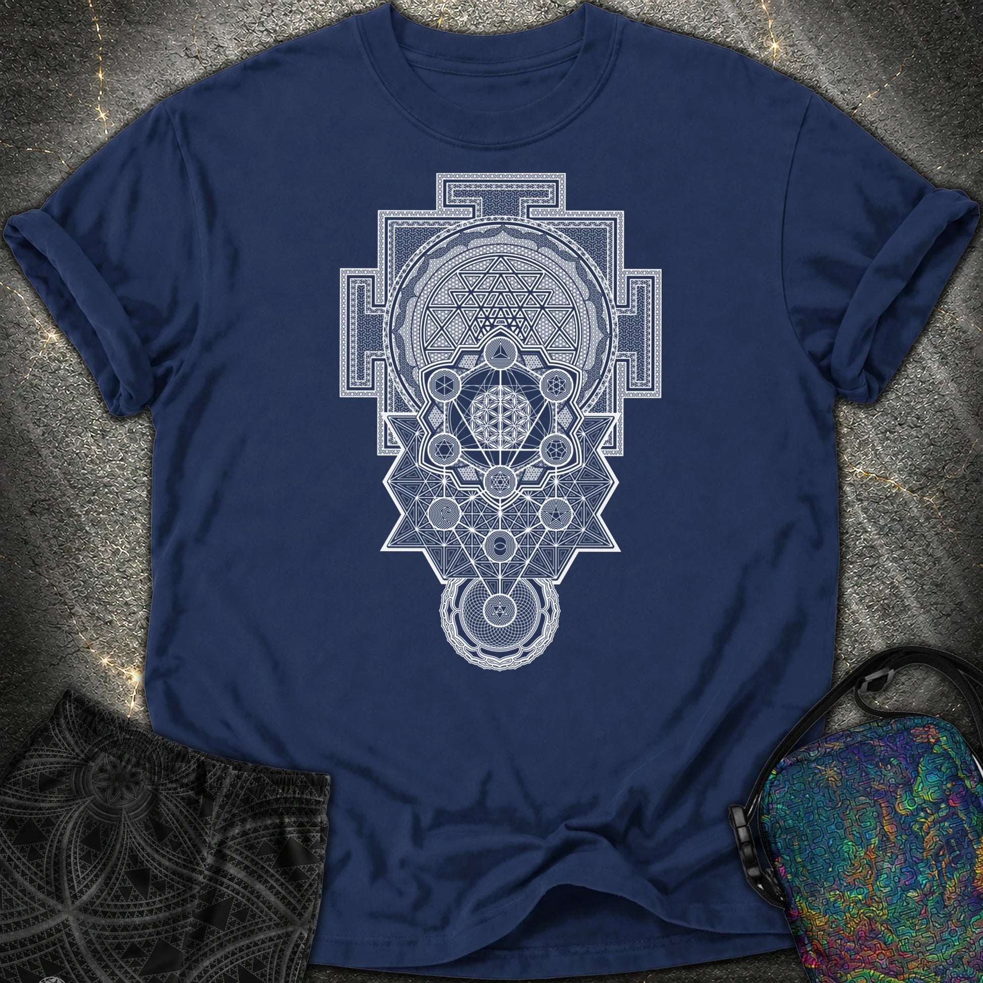 Sacred Geometry Encyclopedia Comfort T-Shirt - Sacred Geometry Encyclopedia Comfort T-Shirt - True Navy