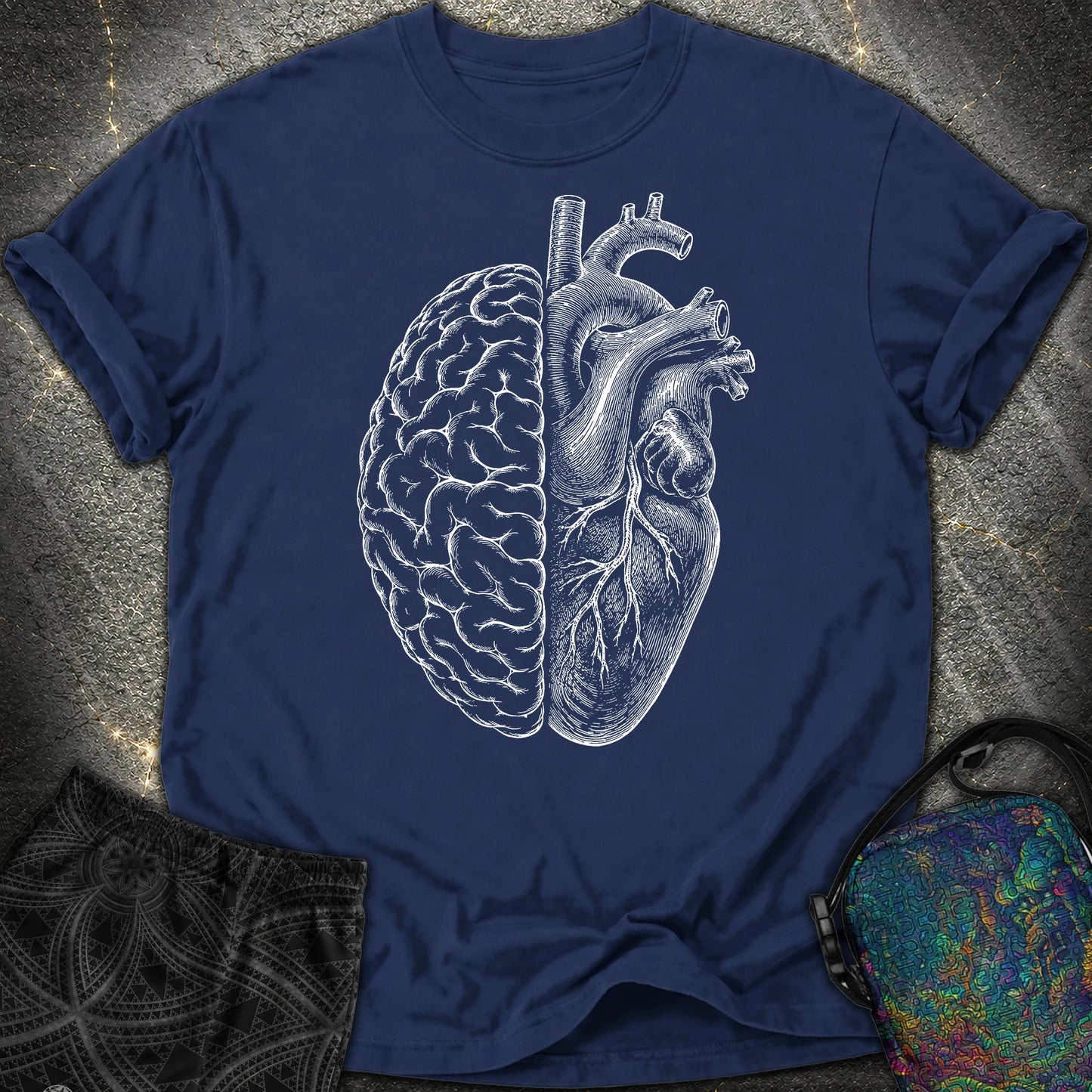 Heart Brain Comfort T-Shirt - Heart Brain Comfort T-Shirt - True Navy