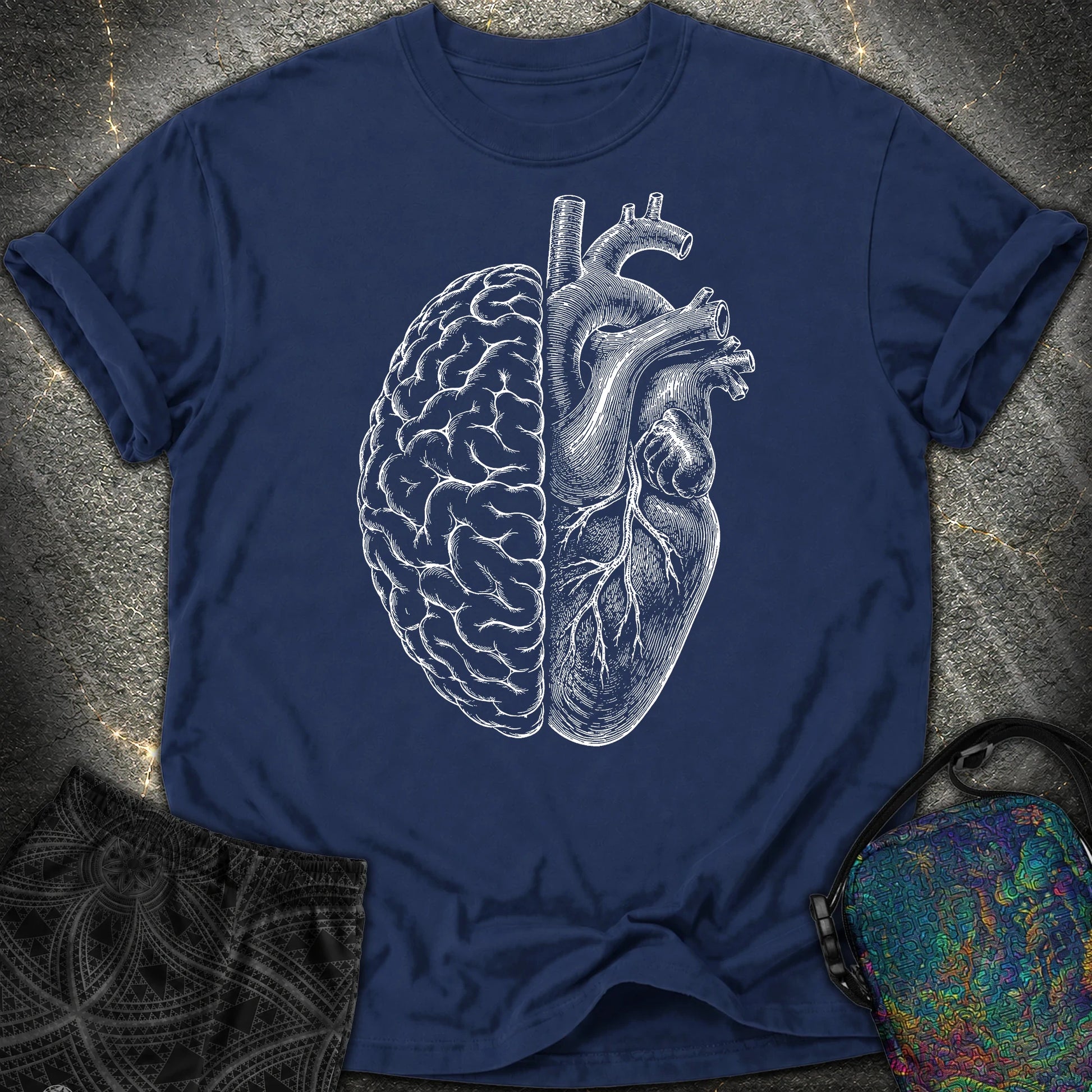 Heart Brain Comfort T-Shirt - Heart Brain Comfort T-Shirt - True Navy