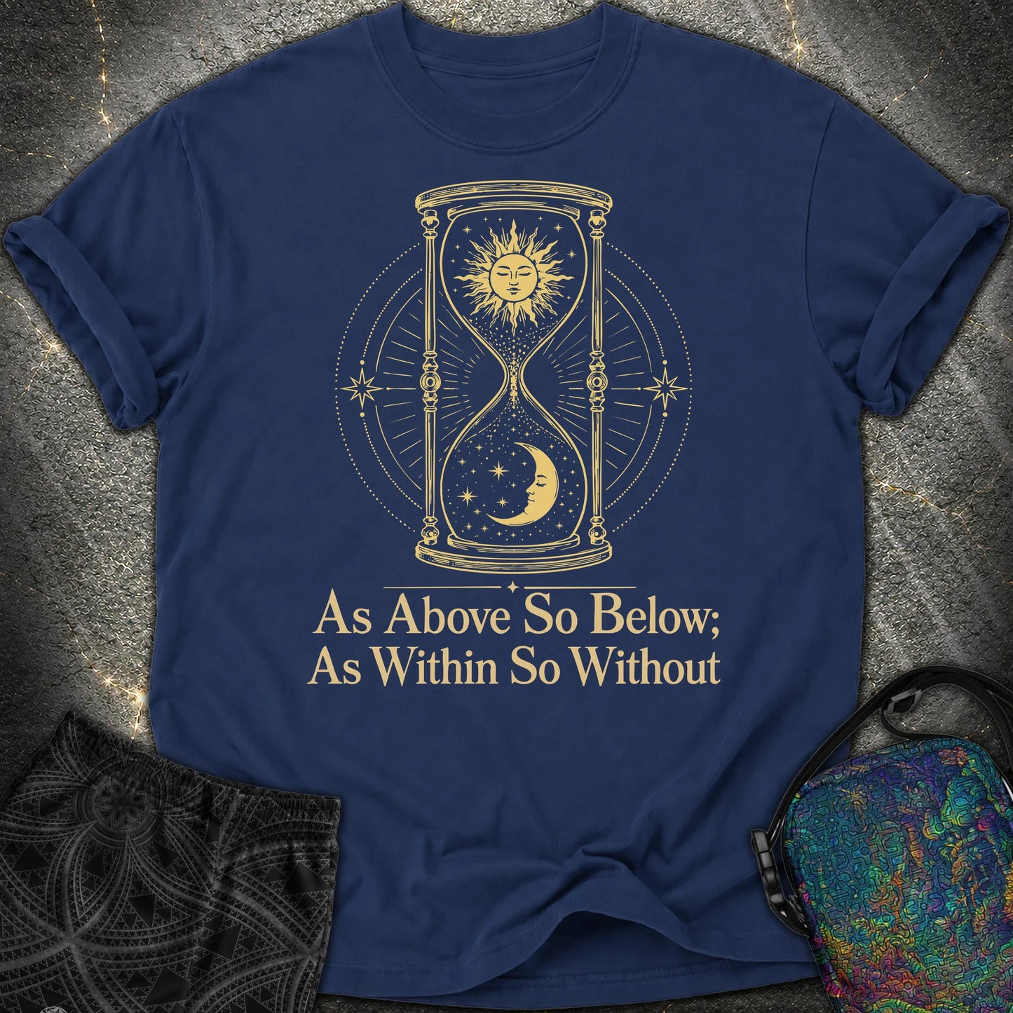 As Above So Below Hourglass - As Above So Below Hourglass Comfort T-Shirt - True Navy