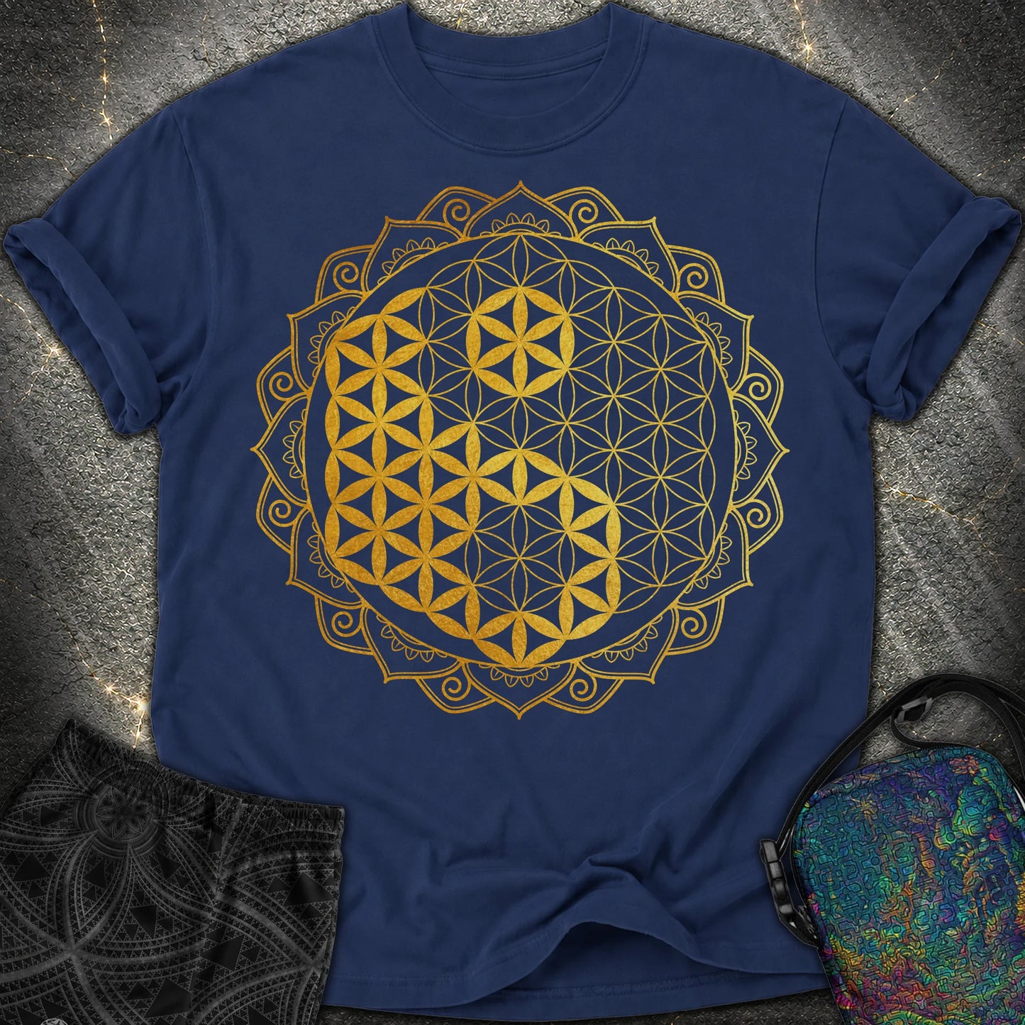 Yin Yang Gold Mandala - Yin Yang Gold Mandala Comfort T-Shirt - True Navy