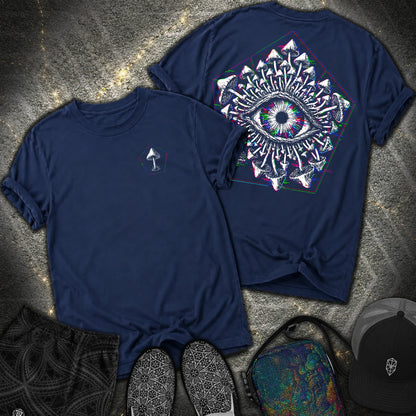 Third Eye Mushroom 2 Sided Comfort T-Shirt - Third Eye Mushroom 2 Sided Comfort T-Shirt - True Navy