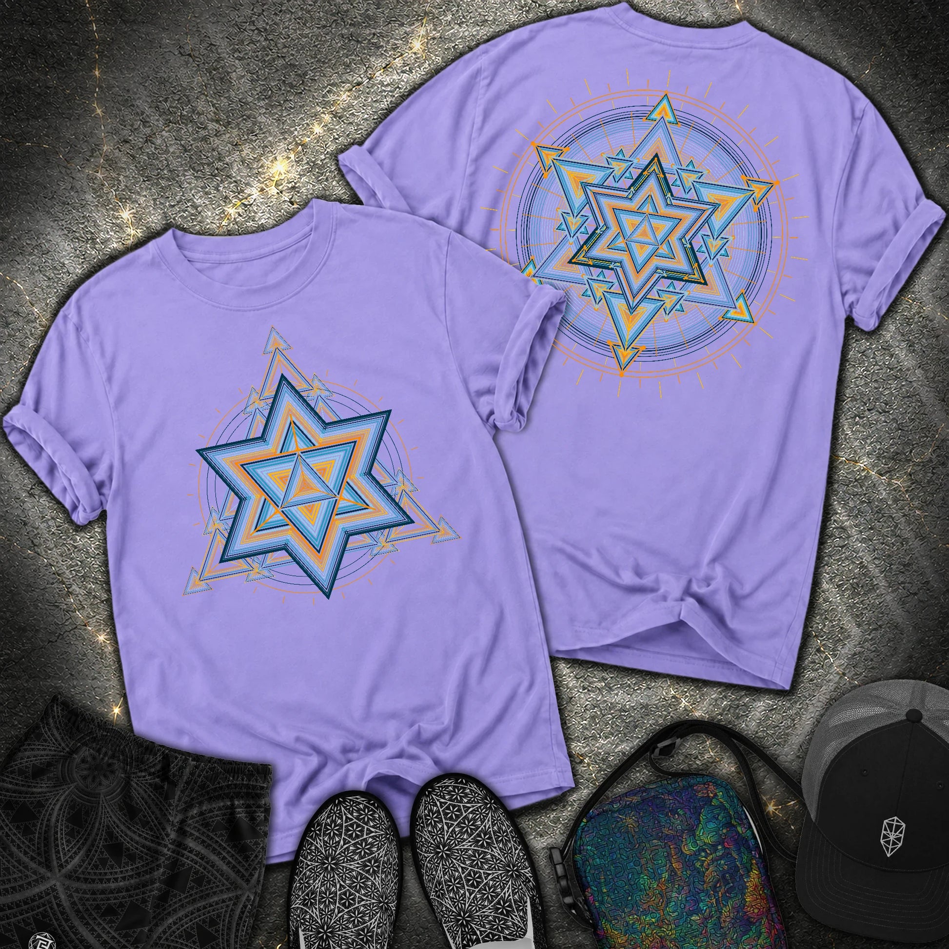 Merkaba Light Matrix 2 Sided Comfort T-Shirt - Merkaba Light Matrix 2 Sided Comfort T-Shirt - Violet