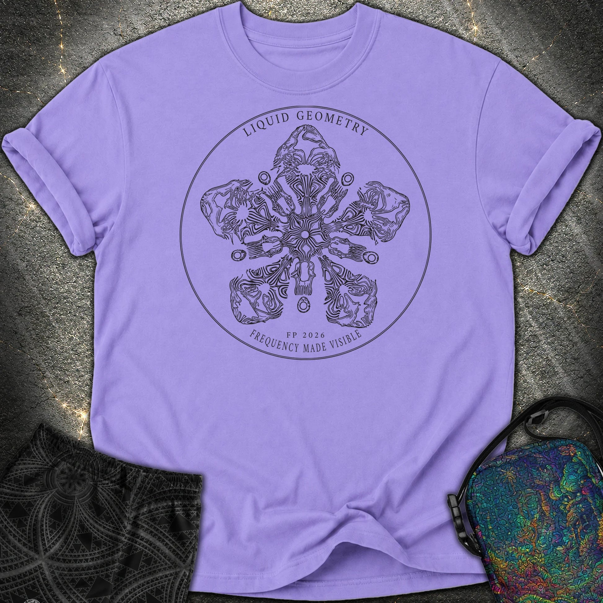Sacred Geometry Sound Wave Art Cymatic Comfort T-Shirt - Sacred Geometry Sound Wave Art Cymatic Comfort T-Shirt - Violet