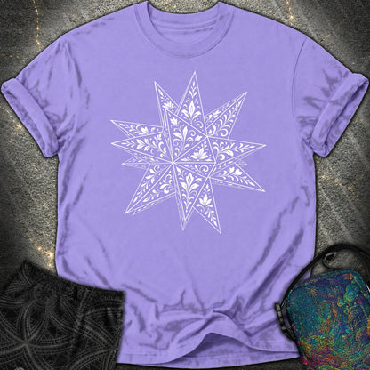 White Floral Stellated Dodecahedron Comfort T-Shirt - White Floral Stellated Dodecahedron Comfort T-Shirt - Violet