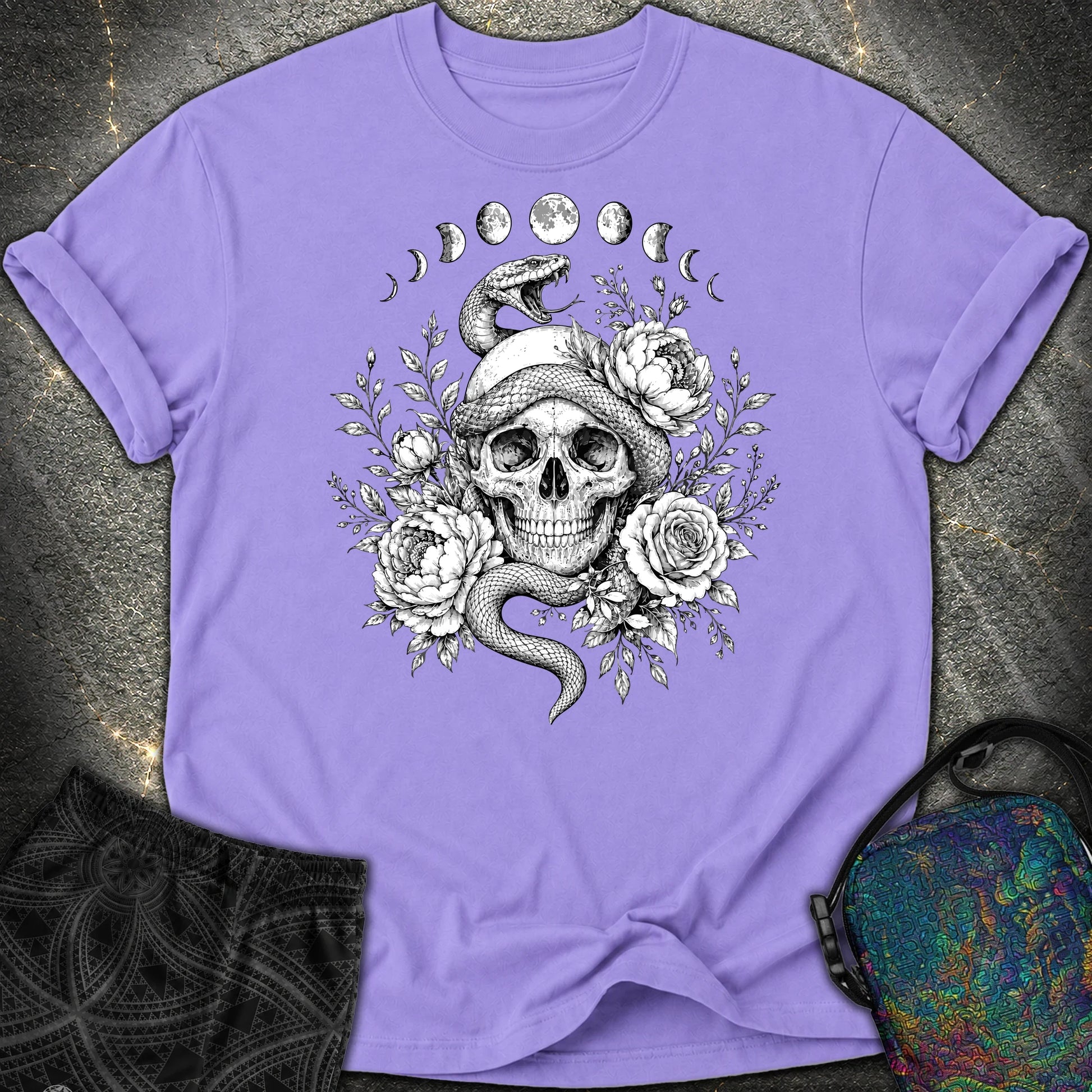Skull Snake Moon Phases - Skull Snake Moon Phases Comfort T-Shirt - Violet