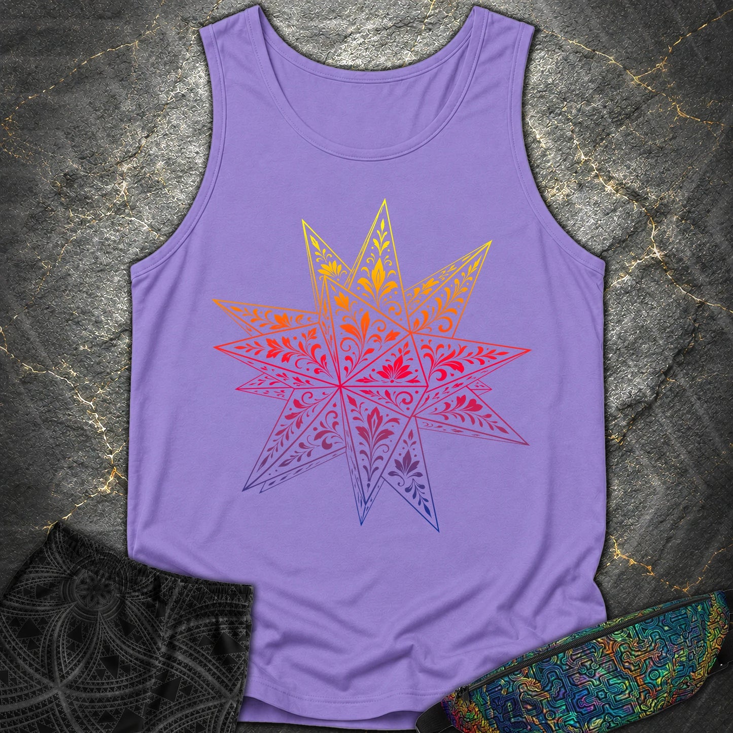 Colorful Stellated Dodecahedron - Colorful Stellated Dodecahedron Comfort Tank Top - Violet