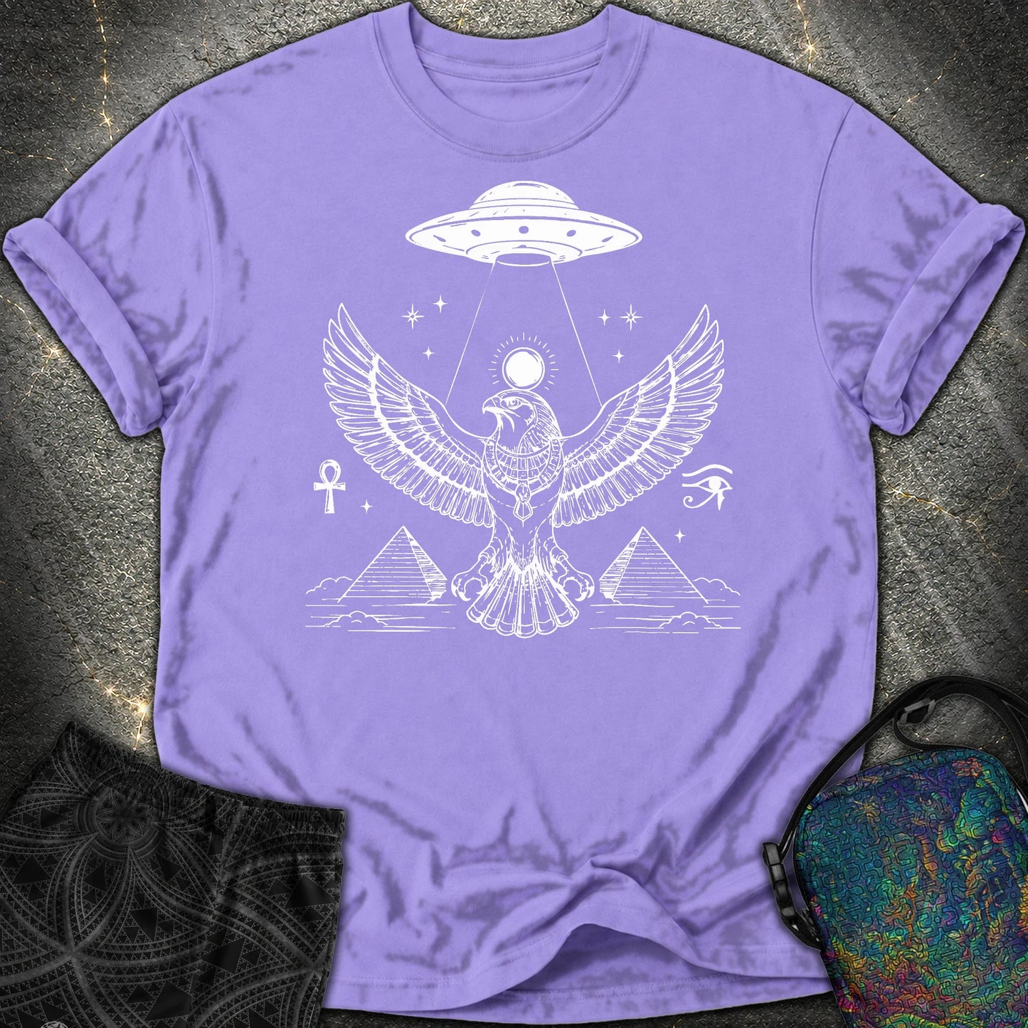 Solar Falcon Beneath the Starship - Solar Falcon Beneath the Starship Comfort T-Shirt - Violet