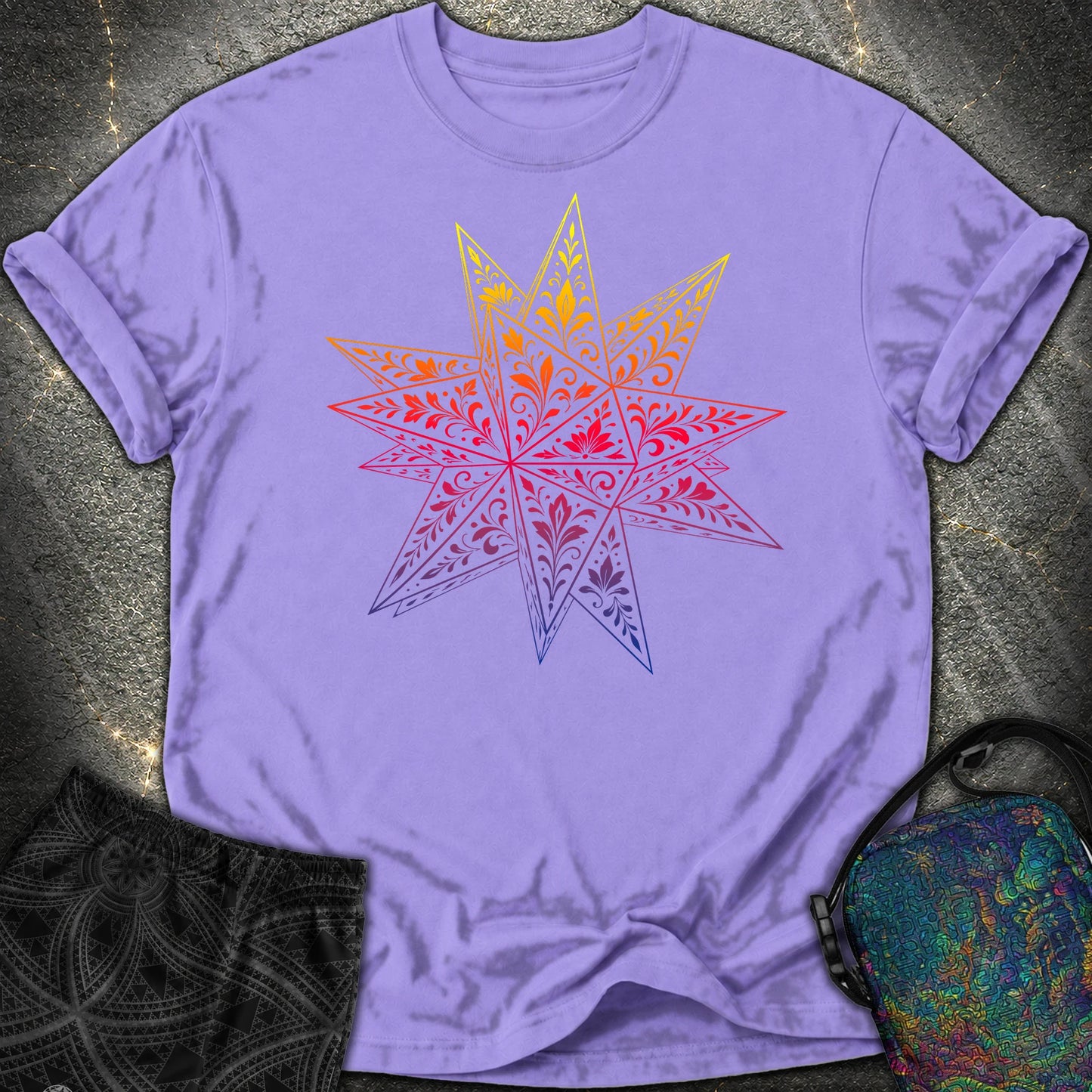 Colorful Stellated Dodecahedron Comfort T-Shirt - Colorful Stellated Dodecahedron Comfort T-Shirt - Violet