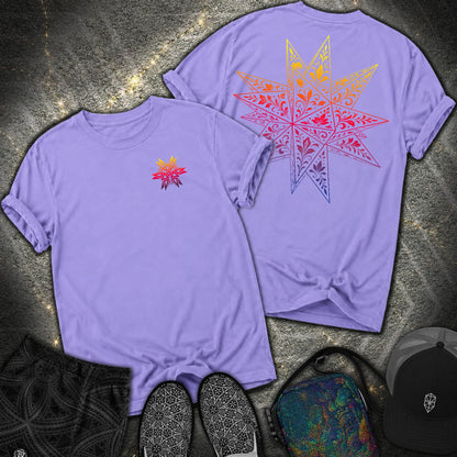 Colorful Stellated Dodecahedron 2 Sided Comfort T-Shirt - Colorful Stellated Dodecahedron 2 Sided Comfort T-Shirt - Violet