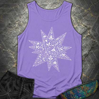 White Floral Stellated Dodecahedron - White Floral Stellated Dodecahedron Comfort Tank Top - Violet