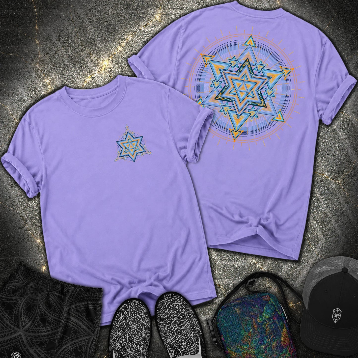 Merkaba Light Matrix Small Front 2 Sided Comfort T-Shirt - Merkaba Light Matrix Small Front 2 Sided Comfort T-Shirt - Violet