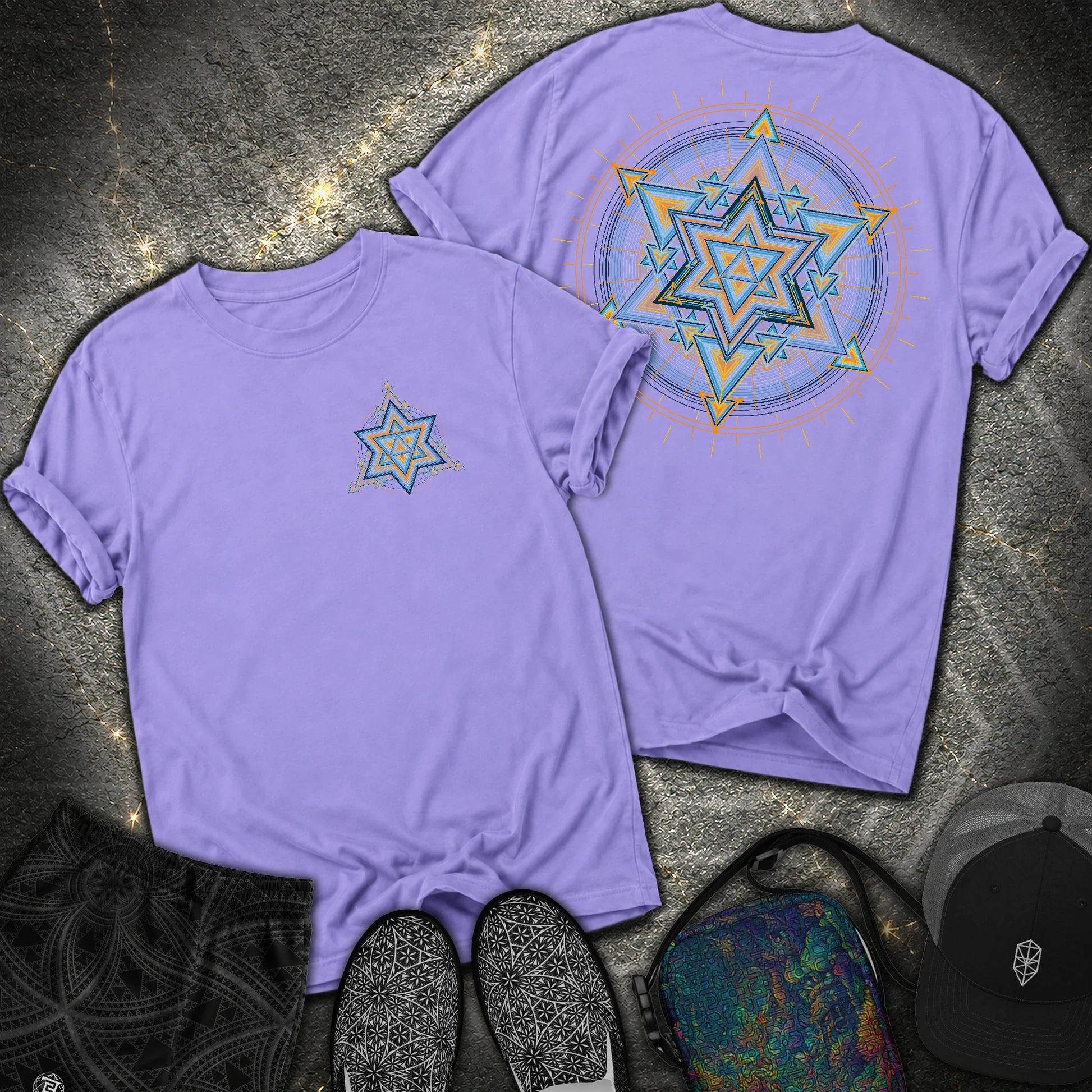 Merkaba Light Matrix Small Front 2 Sided Comfort T-Shirt - Merkaba Light Matrix Small Front 2 Sided Comfort T-Shirt - Violet