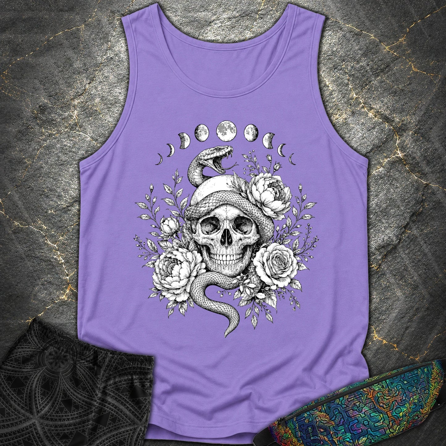 Skull Snake Moon Phases - Skull Snake Moon Phases Comfort Tank Top - Violet